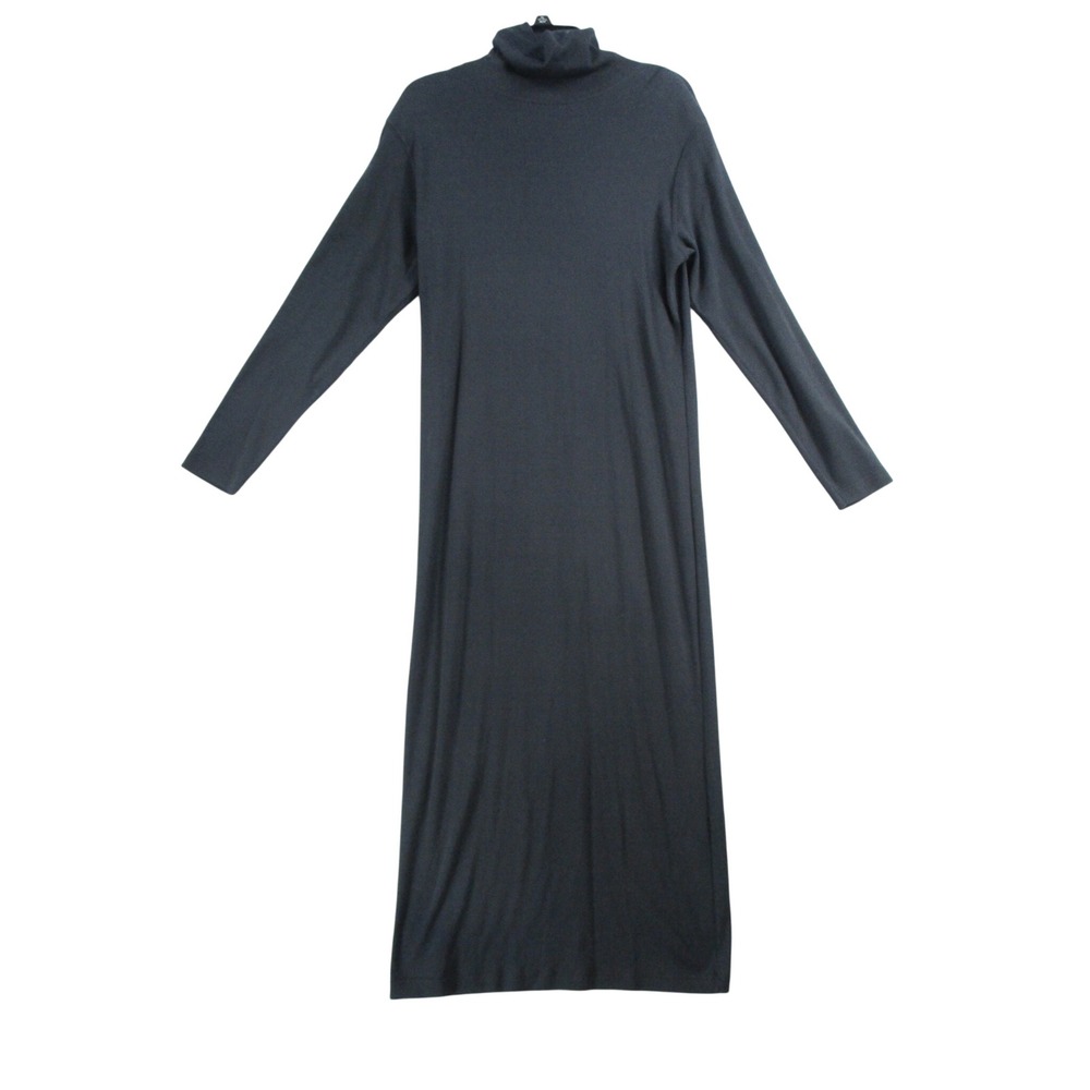 Vintage Cambridge SportsClub Black Cotton Turtleneck Long Sleeve Maxi Dress S